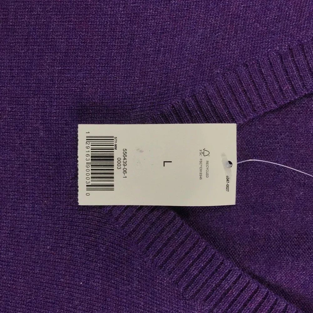 Banana Republic Mens Extra Fine Merino Wool V-Neck Sweater Purple Large